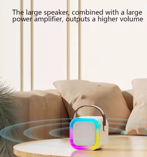 Bluetooth Enabled Mini Portable Karaoke Machine with 2 Wireless Mics & Voice Effects for Kids & Adults