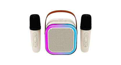 Bluetooth Enabled Mini Portable Karaoke Machine with 2 Wireless Mics & Voice Effects for Kids & Adults