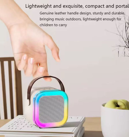 Bluetooth Enabled Mini Portable Karaoke Machine with 2 Wireless Mics & Voice Effects for Kids & Adults