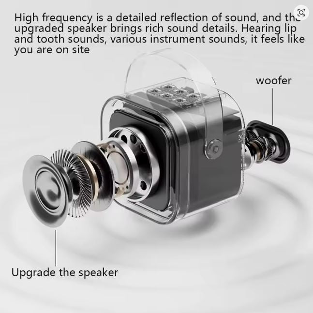 Bluetooth Enabled Mini Portable Karaoke Machine with 2 Wireless Mics & Voice Effects for Kids & Adults