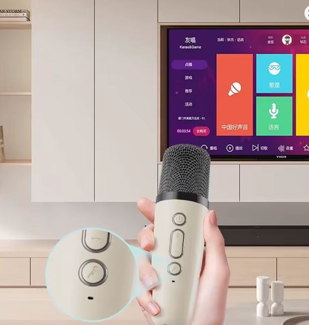 Bluetooth Enabled Mini Portable Karaoke Machine with 2 Wireless Mics & Voice Effects for Kids & Adults